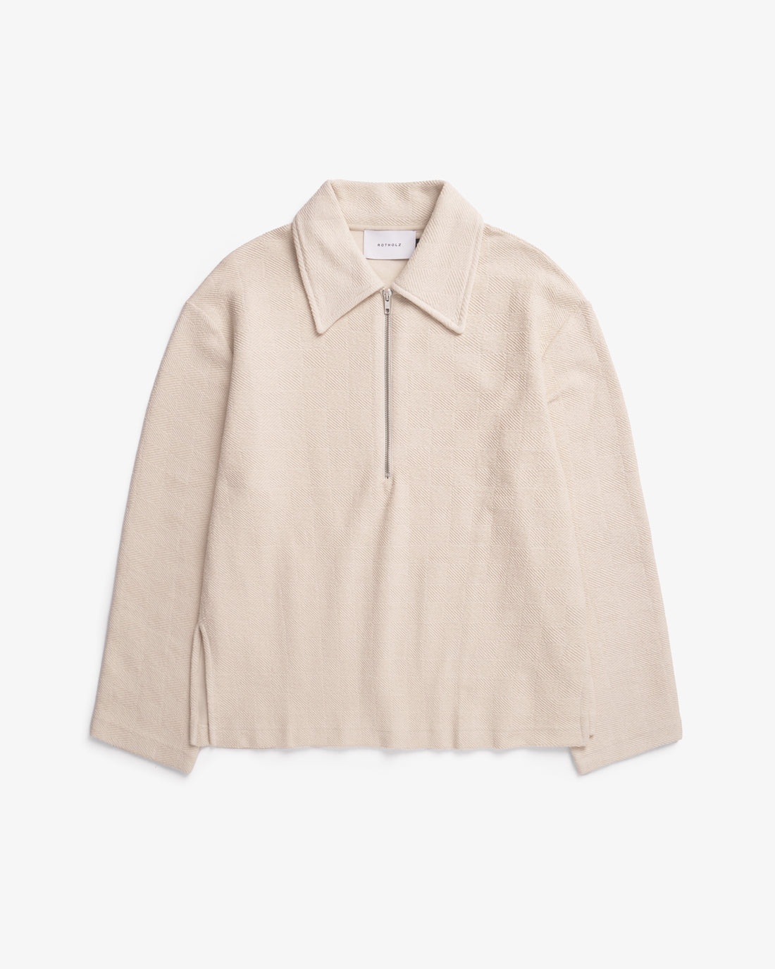 Beige polo zip sweater made of organic cotton from Rotholz