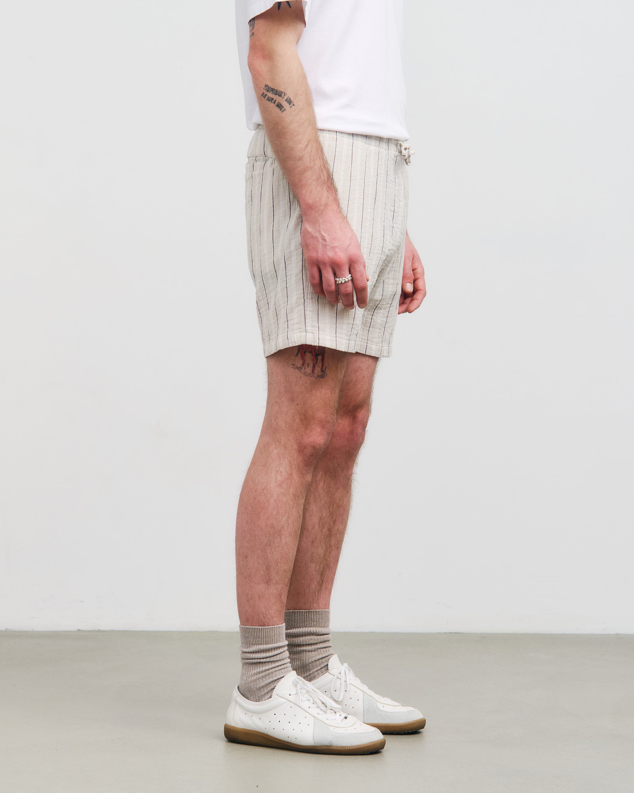 Rotholz Organic Cotton Striped Muslin Shorts