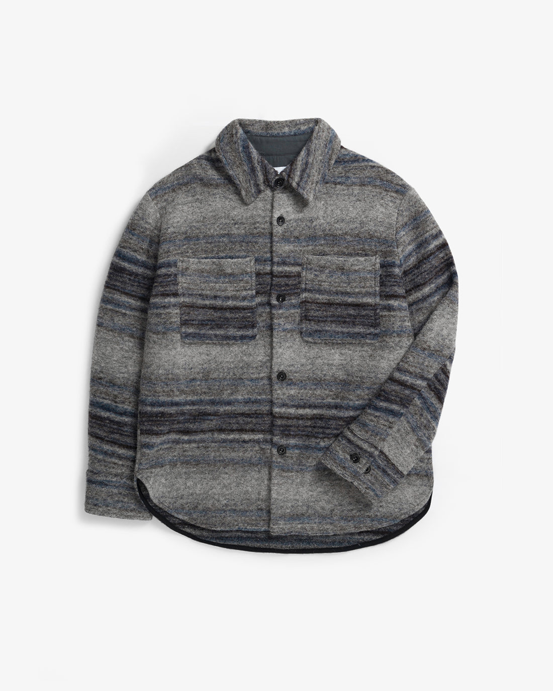 Thick Overshirt Organic Wool Blend - Grey Striped from Organic Wool Mix by Rotholz