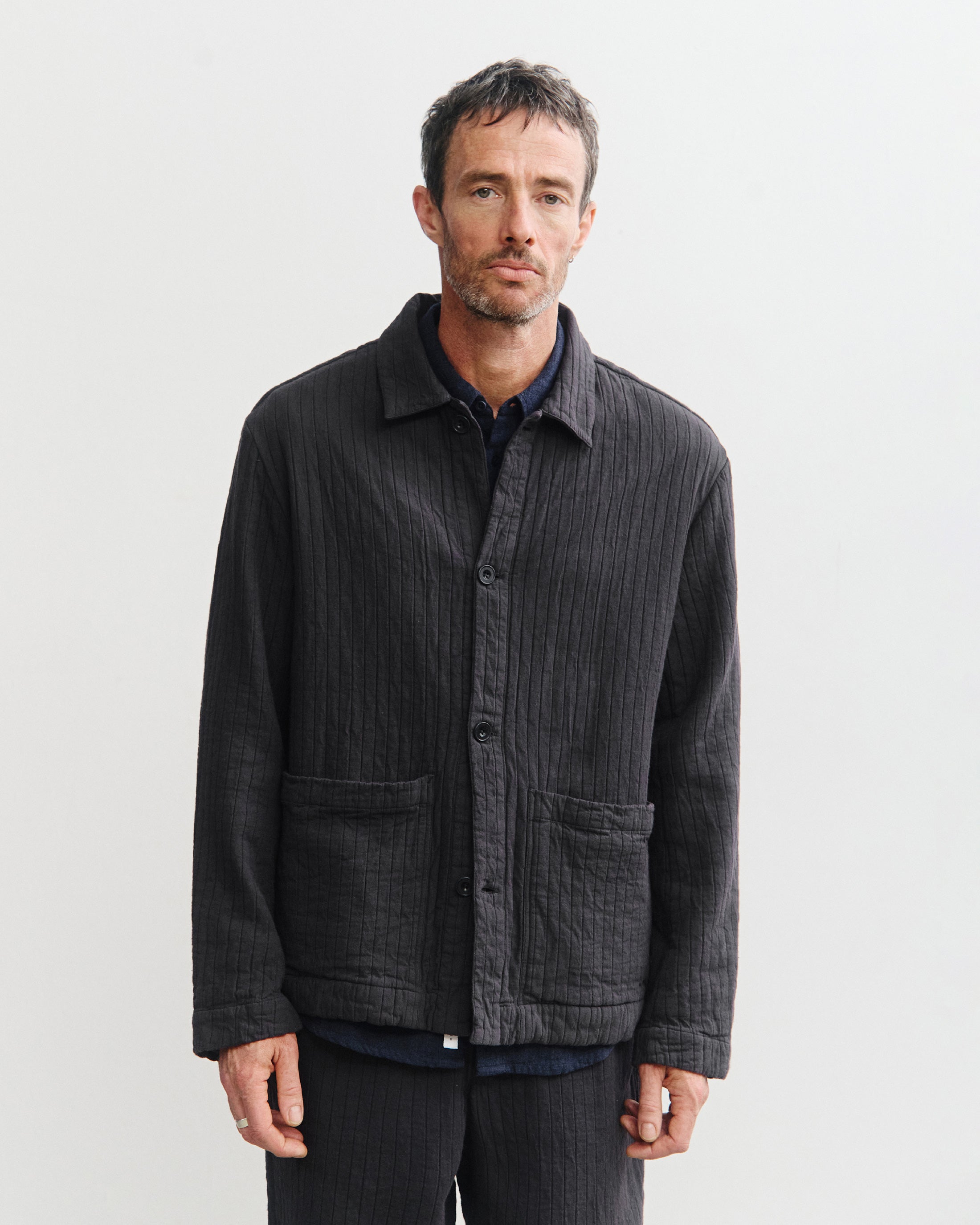 Dunkelgraue Jacke Workwear gerippt aus Bio-Baumwolle von Rotholz