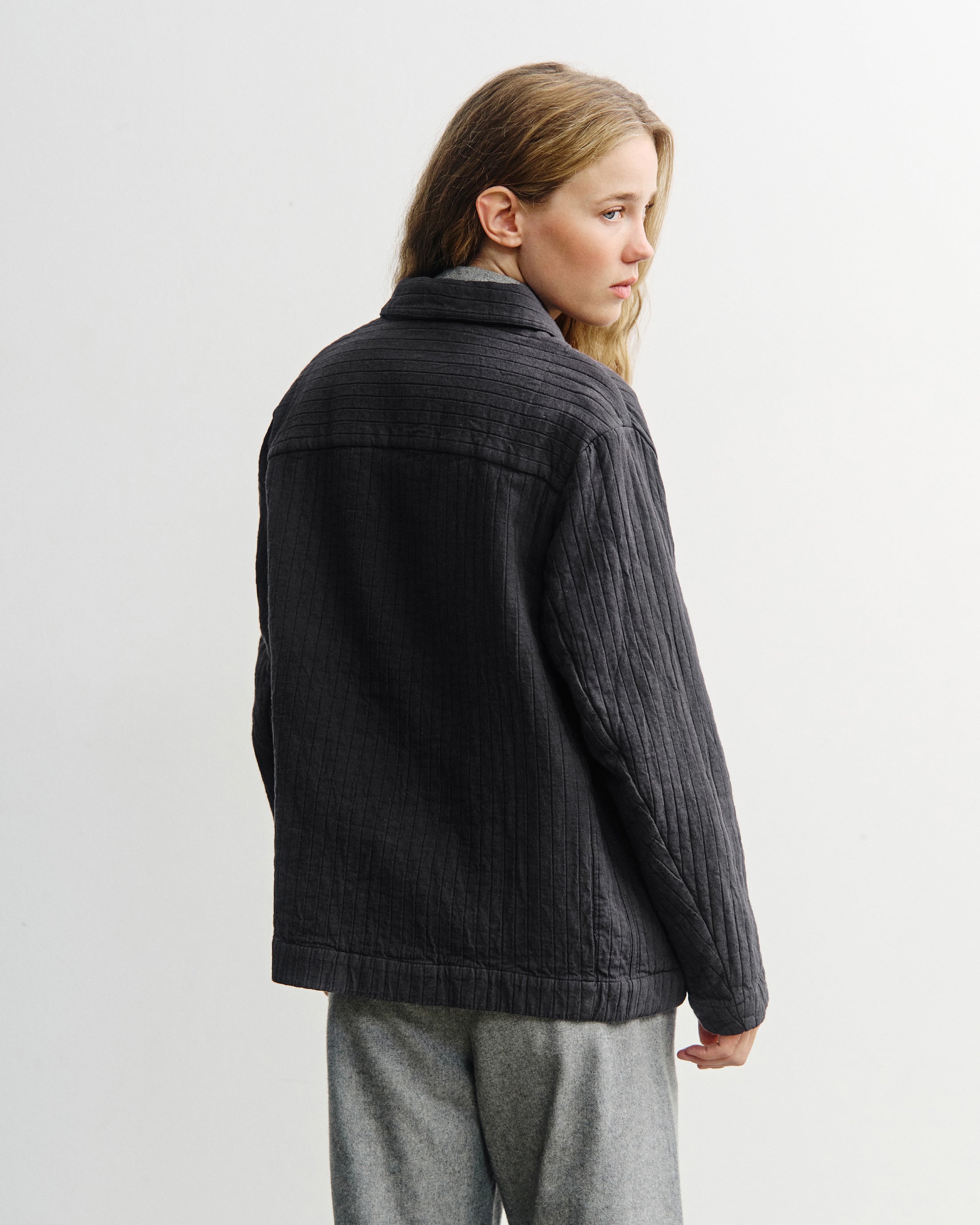 Dunkelgraue Jacke Workwear gerippt aus Bio-Baumwolle von Rotholz