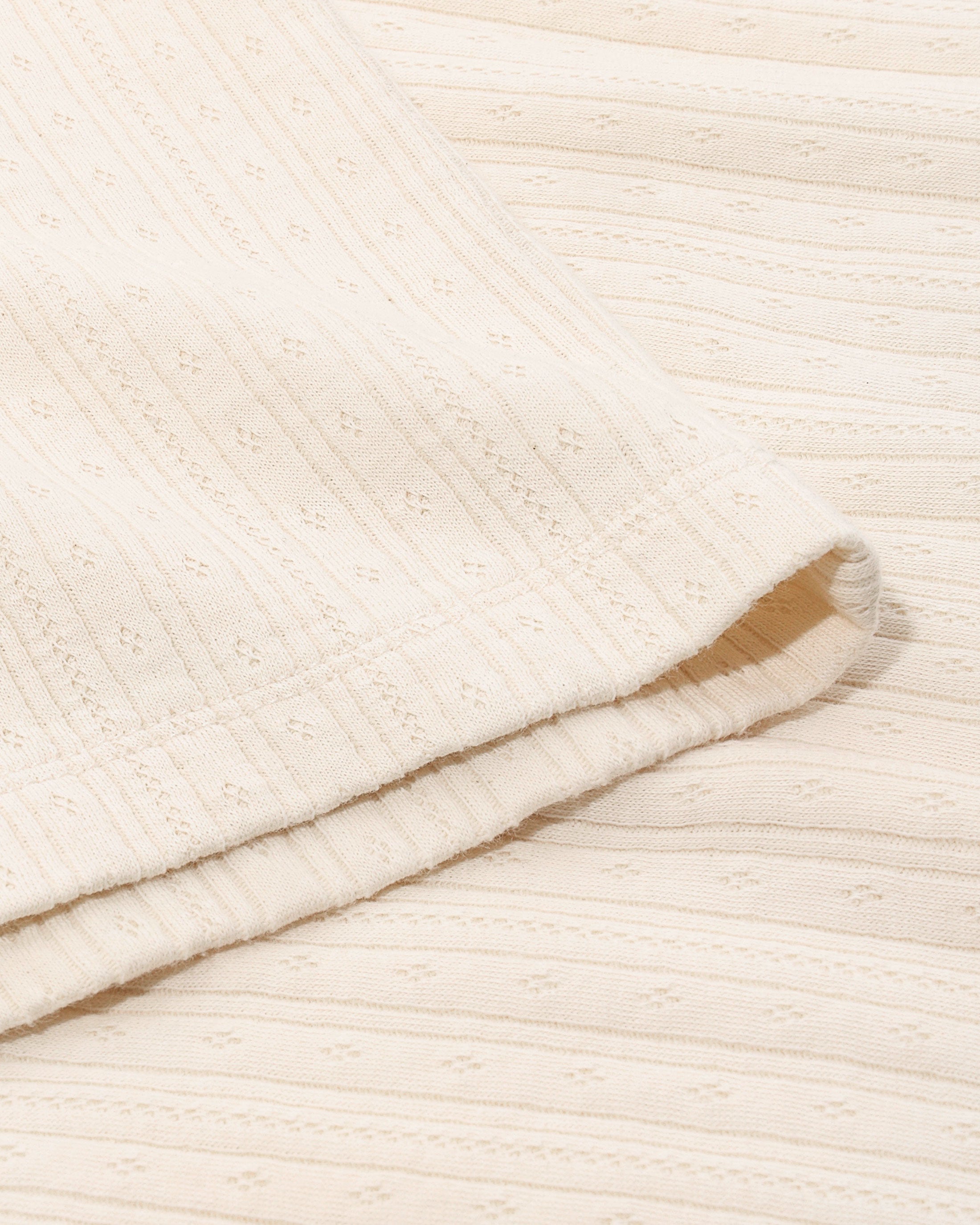 T-shirt côtelé beige en coton biologique Rotholz