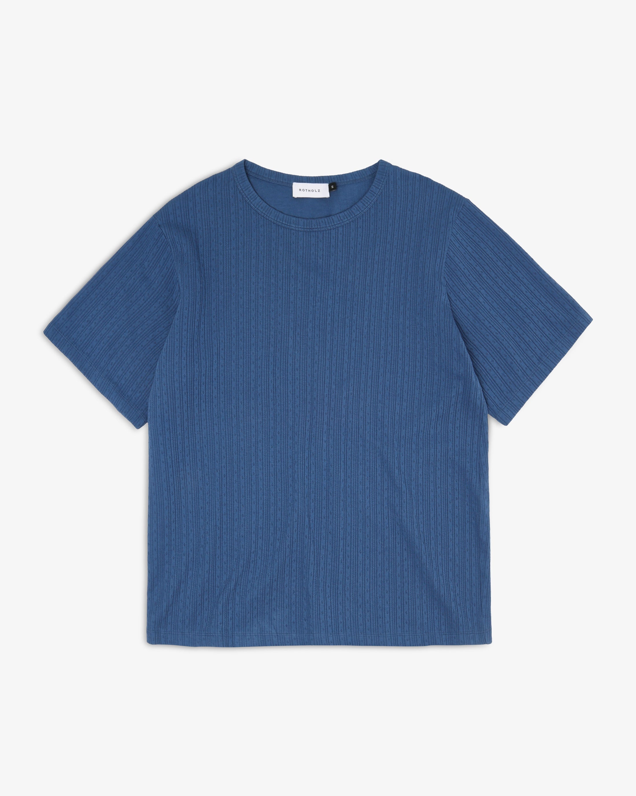 T-shirt en coton bio côtelé bleu Rotholz