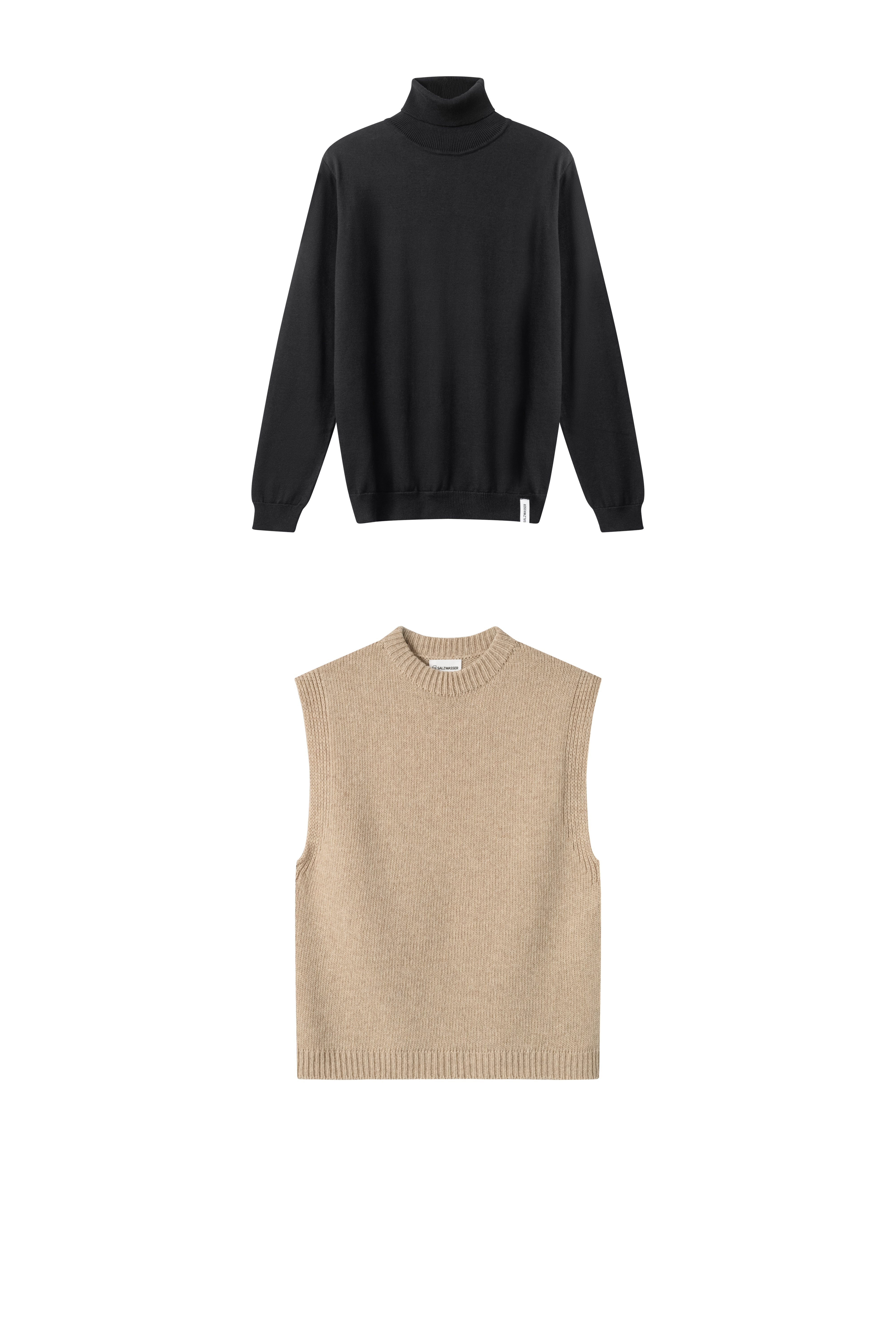 Set of wool sweater Vesterbro made of 100% merino wool &amp; turtleneck sweater Aaron made of organic cotton by Salzwasser