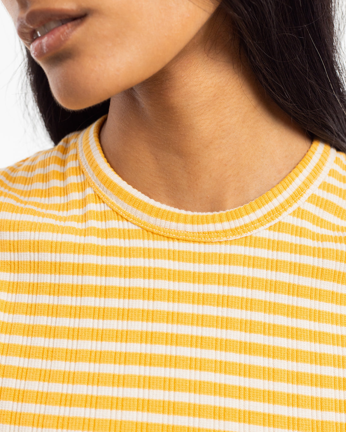 Yellow striped top made of organic cotton by Rotholz