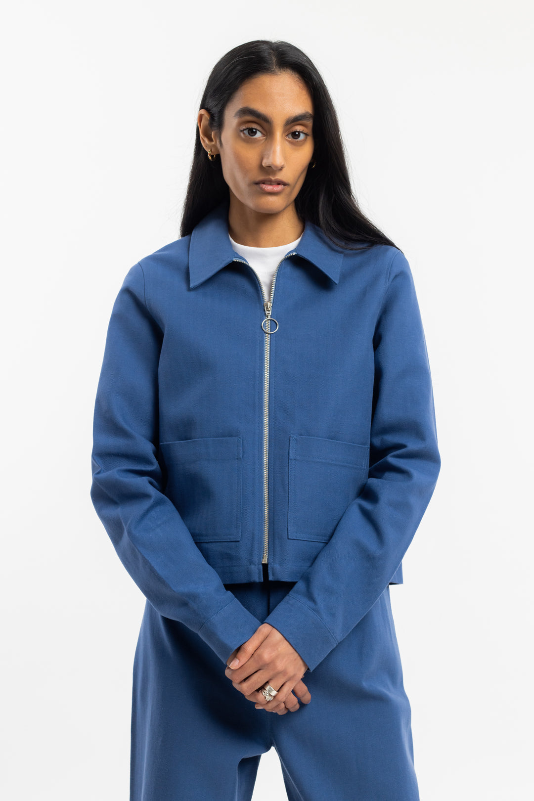 Blaue Kurze Jacke aus 100% Bio-Baumwolle von Rotholz