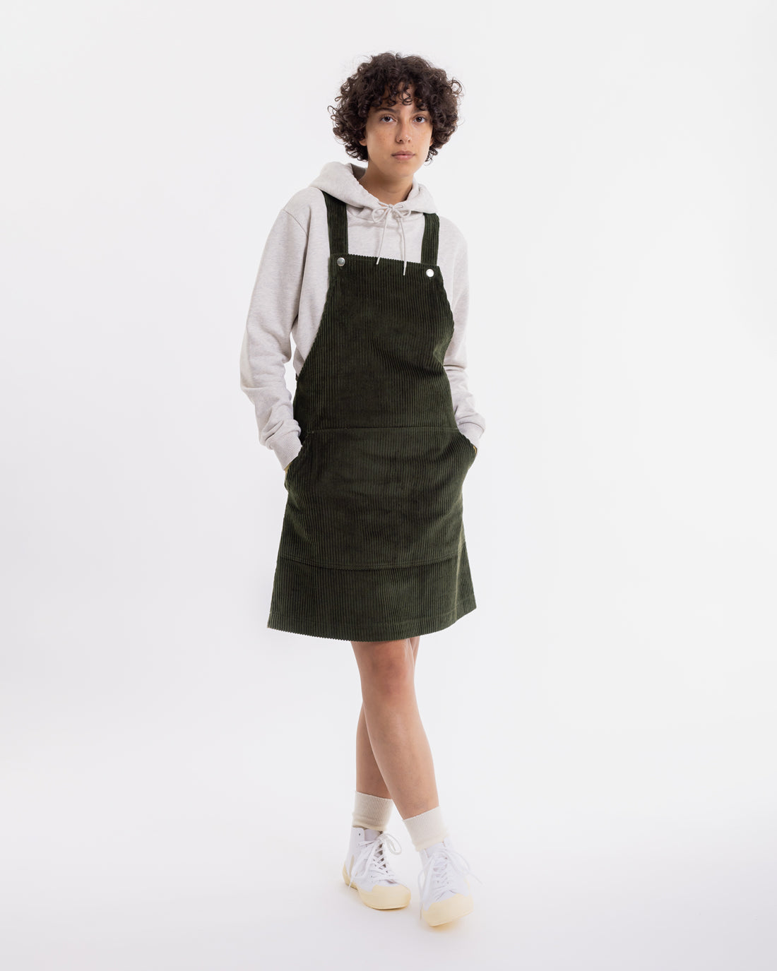 Dungaree dress made of organic cord olive