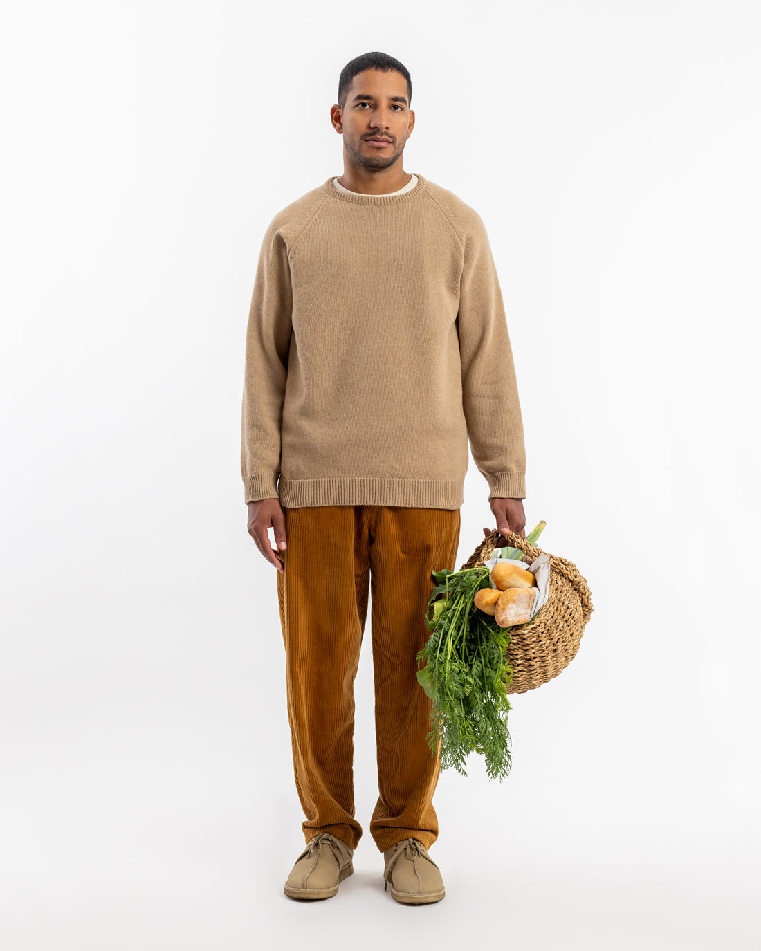 Beige knitted sweater made from recycled wool from Rotholz