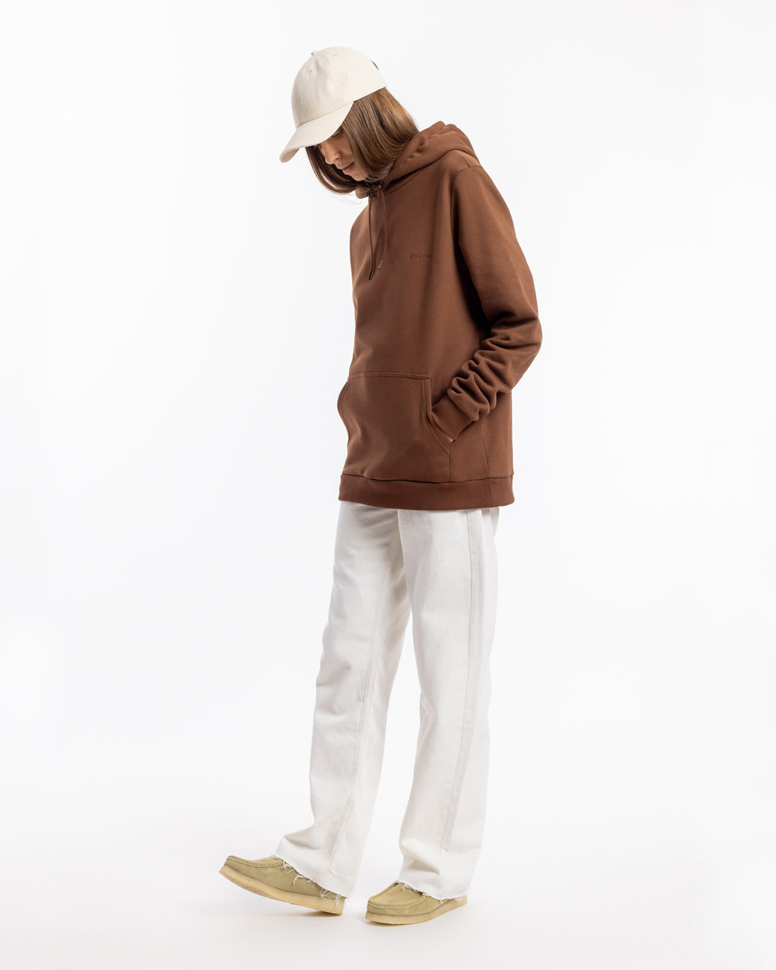 Dark brown logo hoodie made of organic cotton by Rotholz