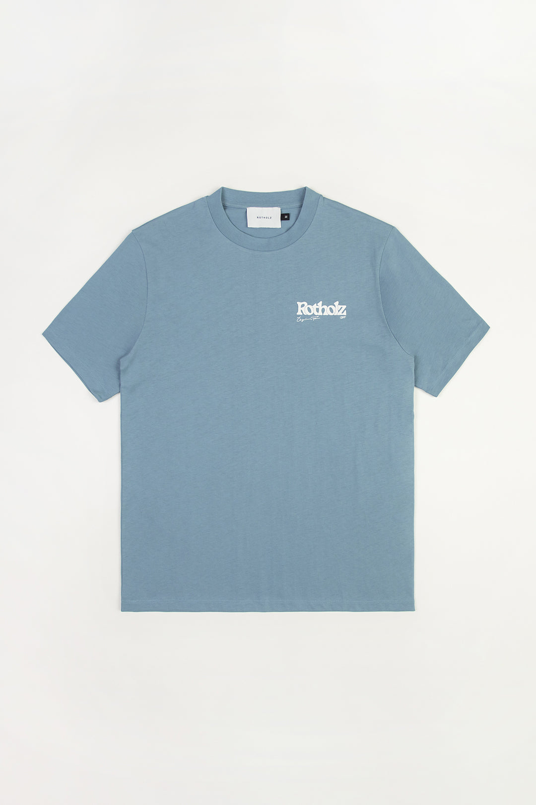 Hellblaues Retro Logo T-Shirt aus 100% Bio-Baumwolle von Rotholz