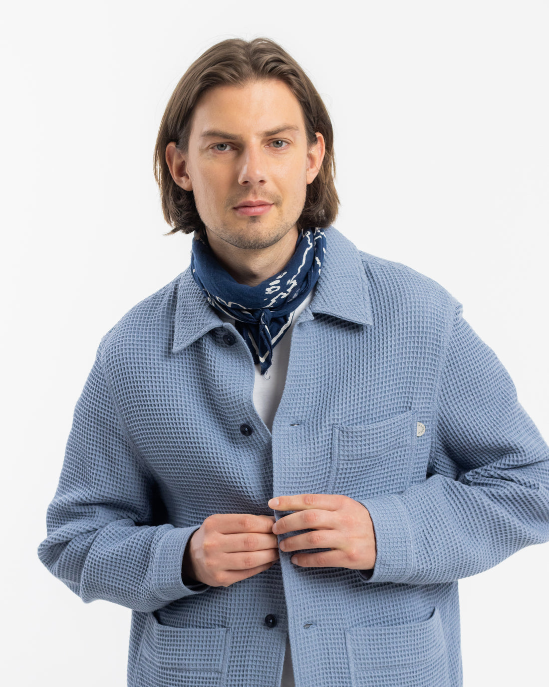 Veste Workwear Coton Gaufré - Bleu Clair