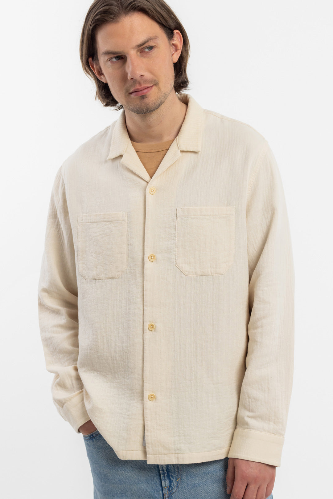 Weisses Langarmhemd aus 100% Bio-Baumwolle von Rotholz