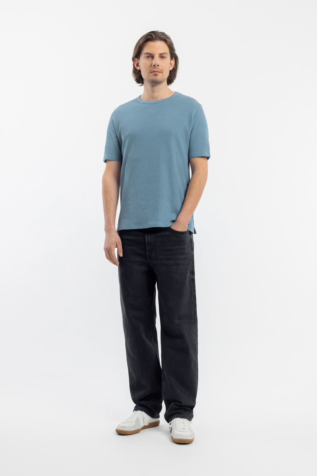 Blaues T-Shirt Waffel aus 100% Bio-Baumwolle von Rotholz