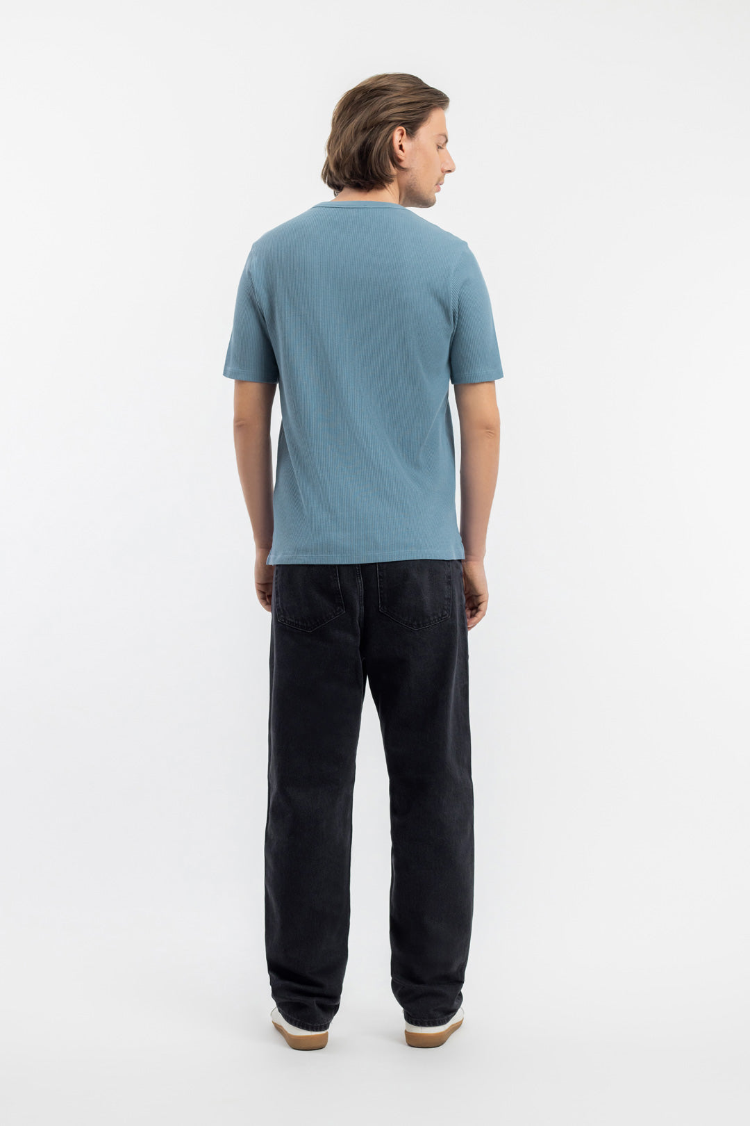 Blaues T-Shirt Waffel aus 100% Bio-Baumwolle von Rotholz