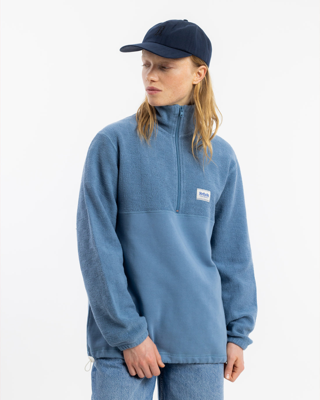 Divided Half Zip Organic Cotton - Light Blue