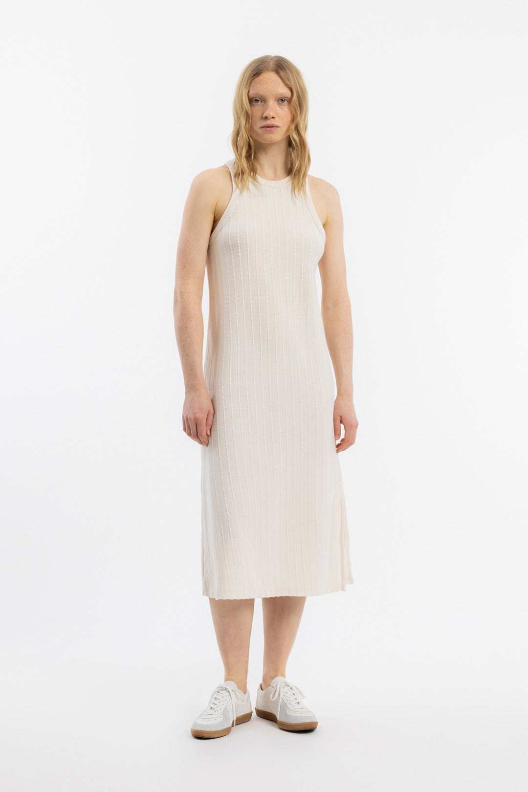 Cremefarbenes Strick Kleid aus 100% Bio-Baumwolle von Rotholz