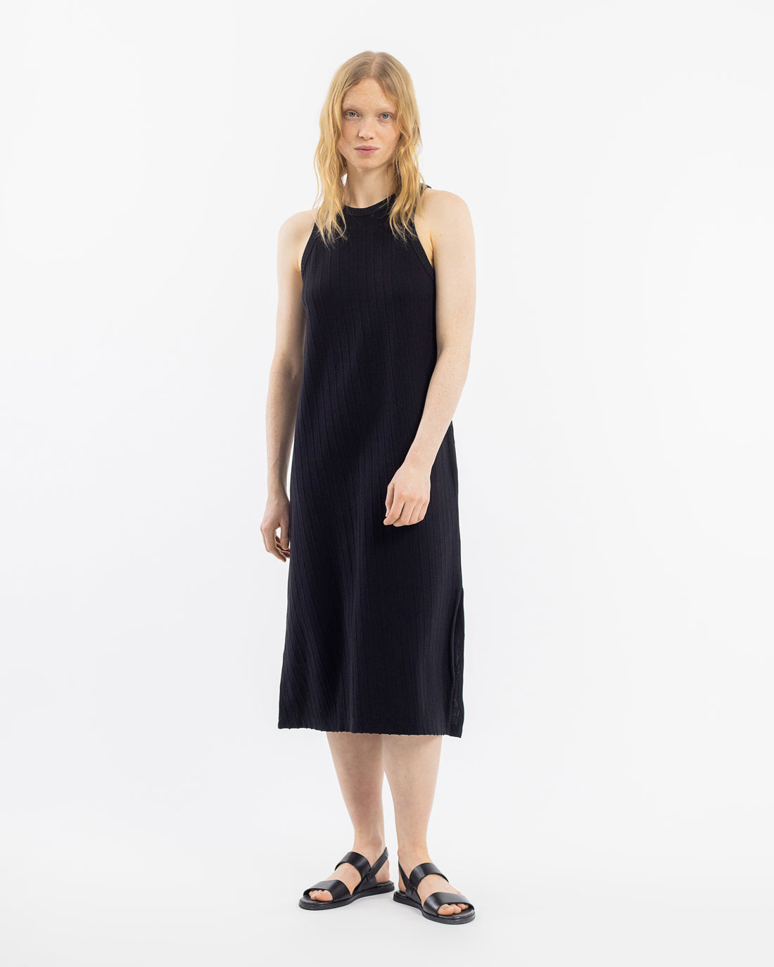 Black knit dress made from 100% organic cotton by Rotholz