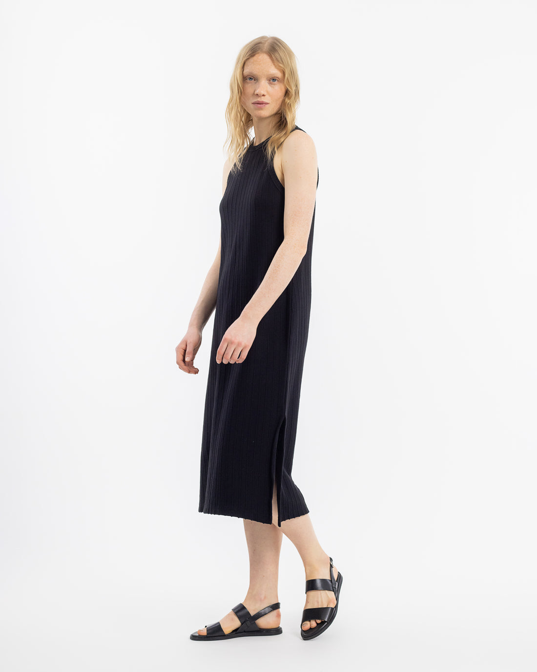 Black knit dress made from 100% organic cotton by Rotholz