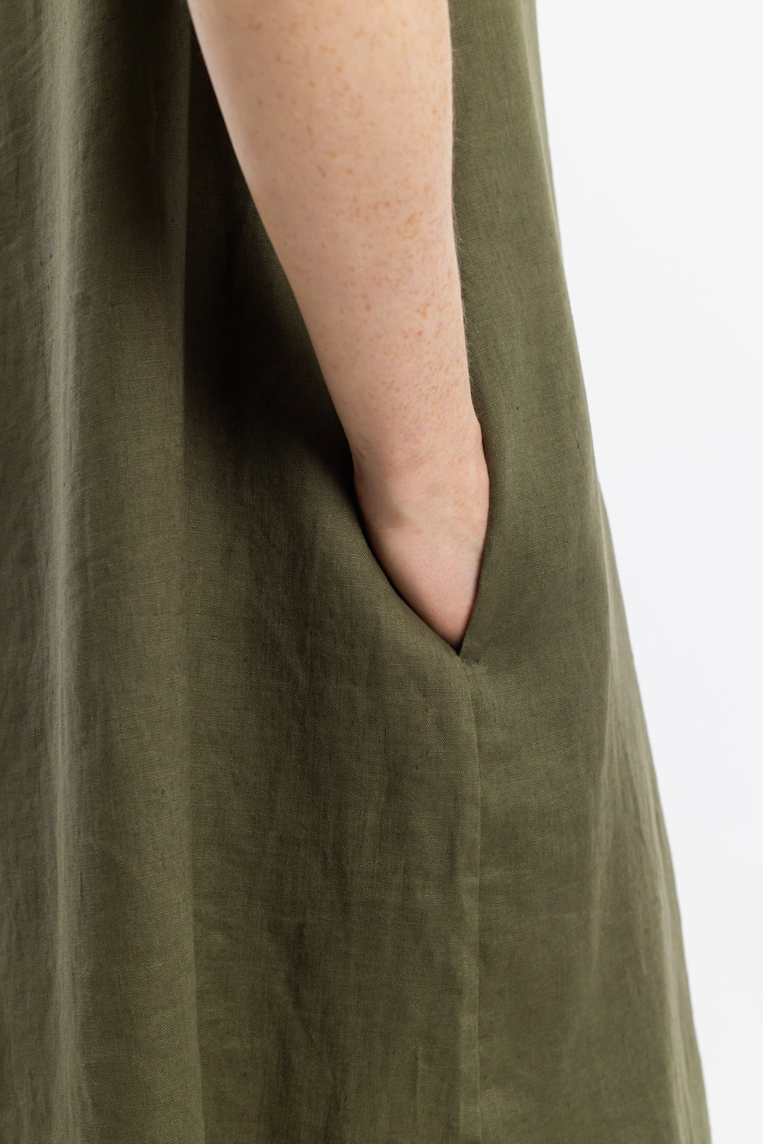 Grünes Kleid Kaftan aus Bio-Baumwolle & Leinen von Rotholz