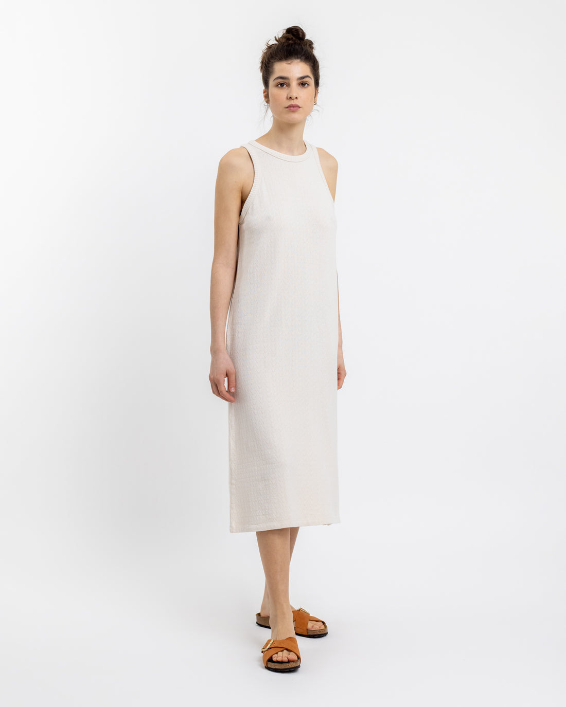 Organic cotton knit dress off-white