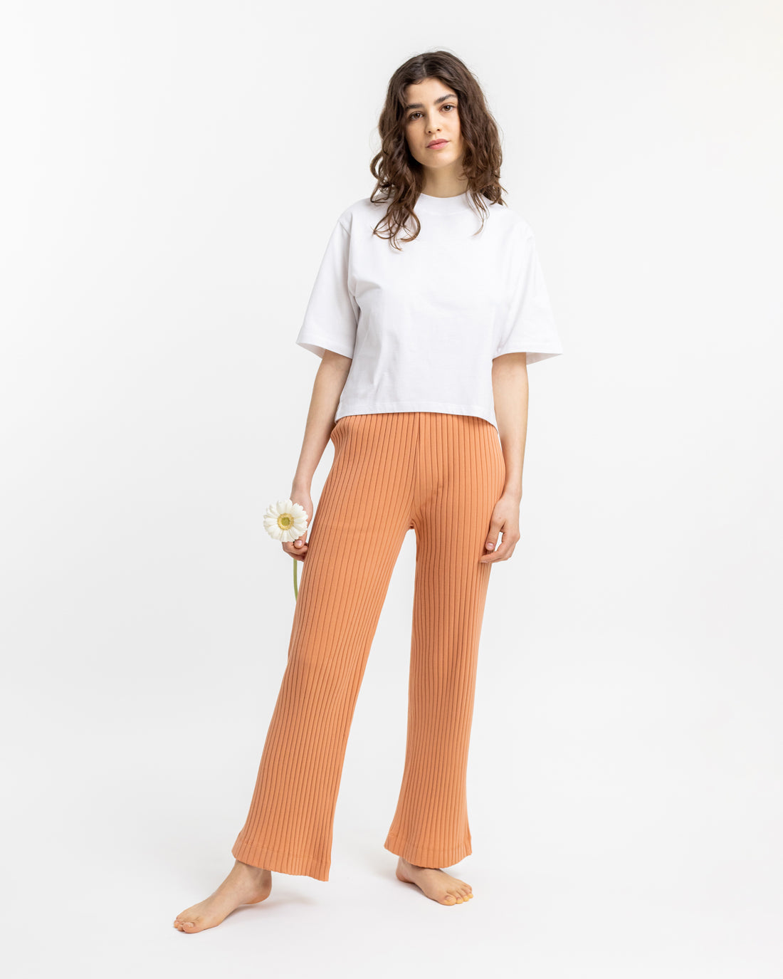 Pantalon Lounge côtelé orange en coton biologique de Rotholz