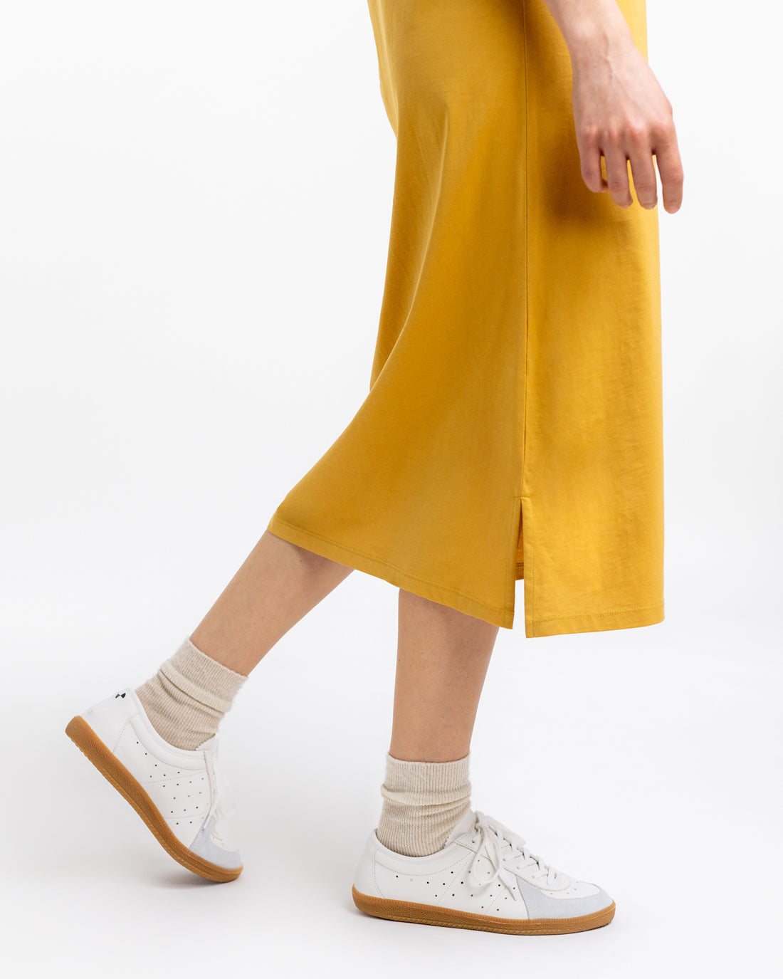 Yellow T-shirt dress made from 100% organic cotton from Rotholz