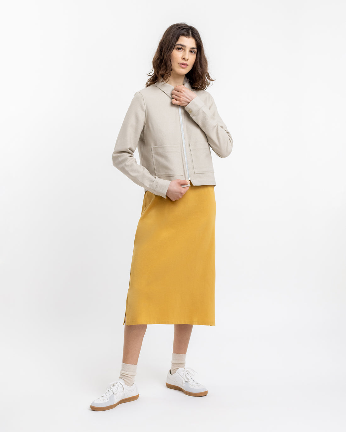 Yellow T-shirt dress made from 100% organic cotton from Rotholz