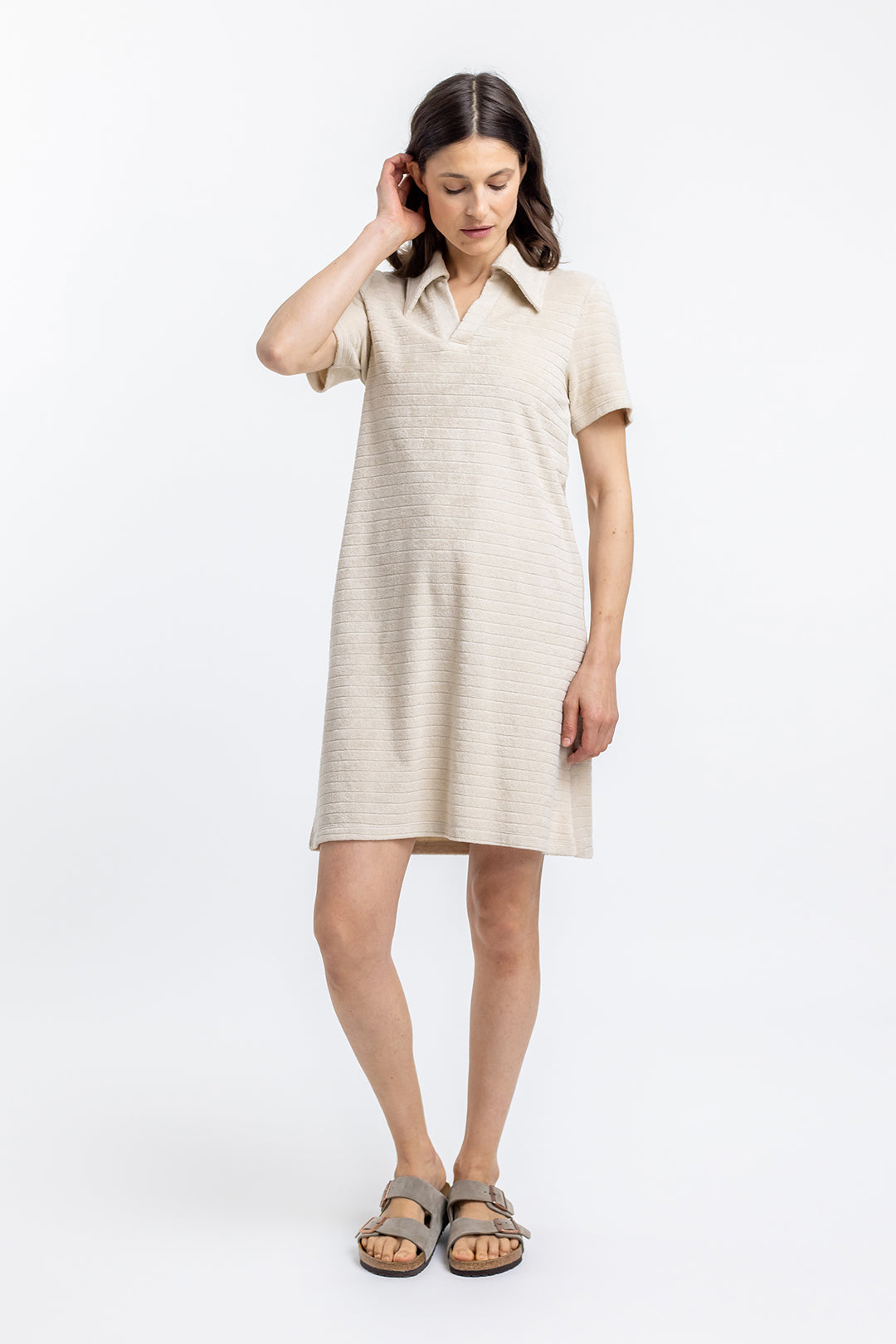 Beige polo dress made from 100% organic cotton from Rotholz