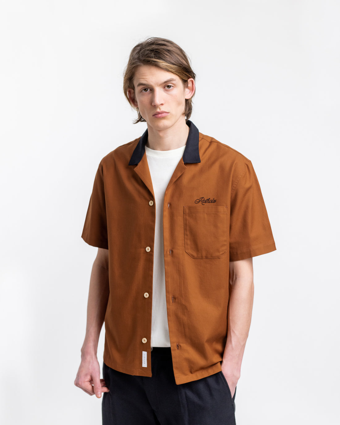 Orange, short-sleeved bowling shirt 100% organic cotton from Rotholz
