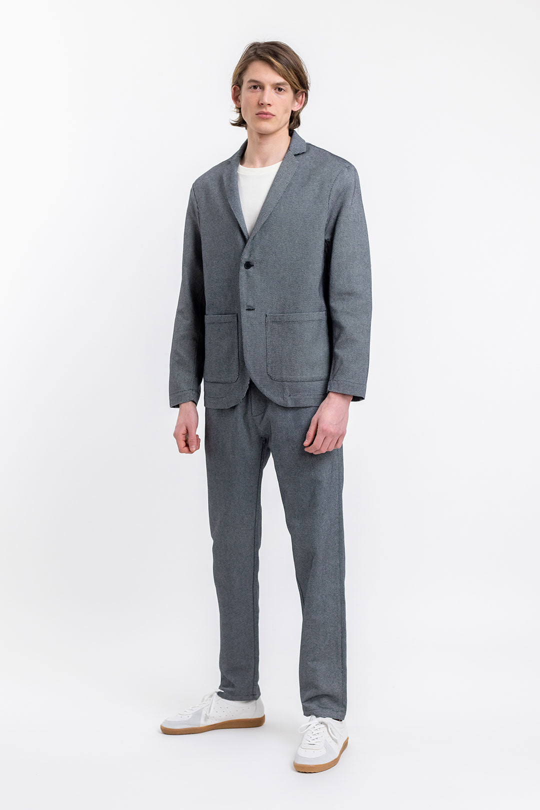 Gray checked blazer workwear made from 100% organic cotton from Rotholz