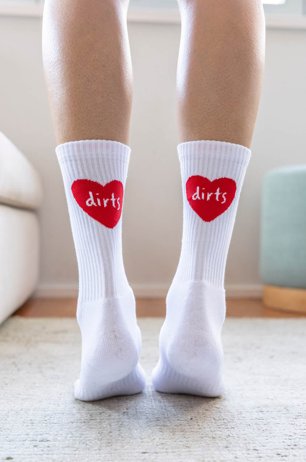 White cotton heart socks by Dirts