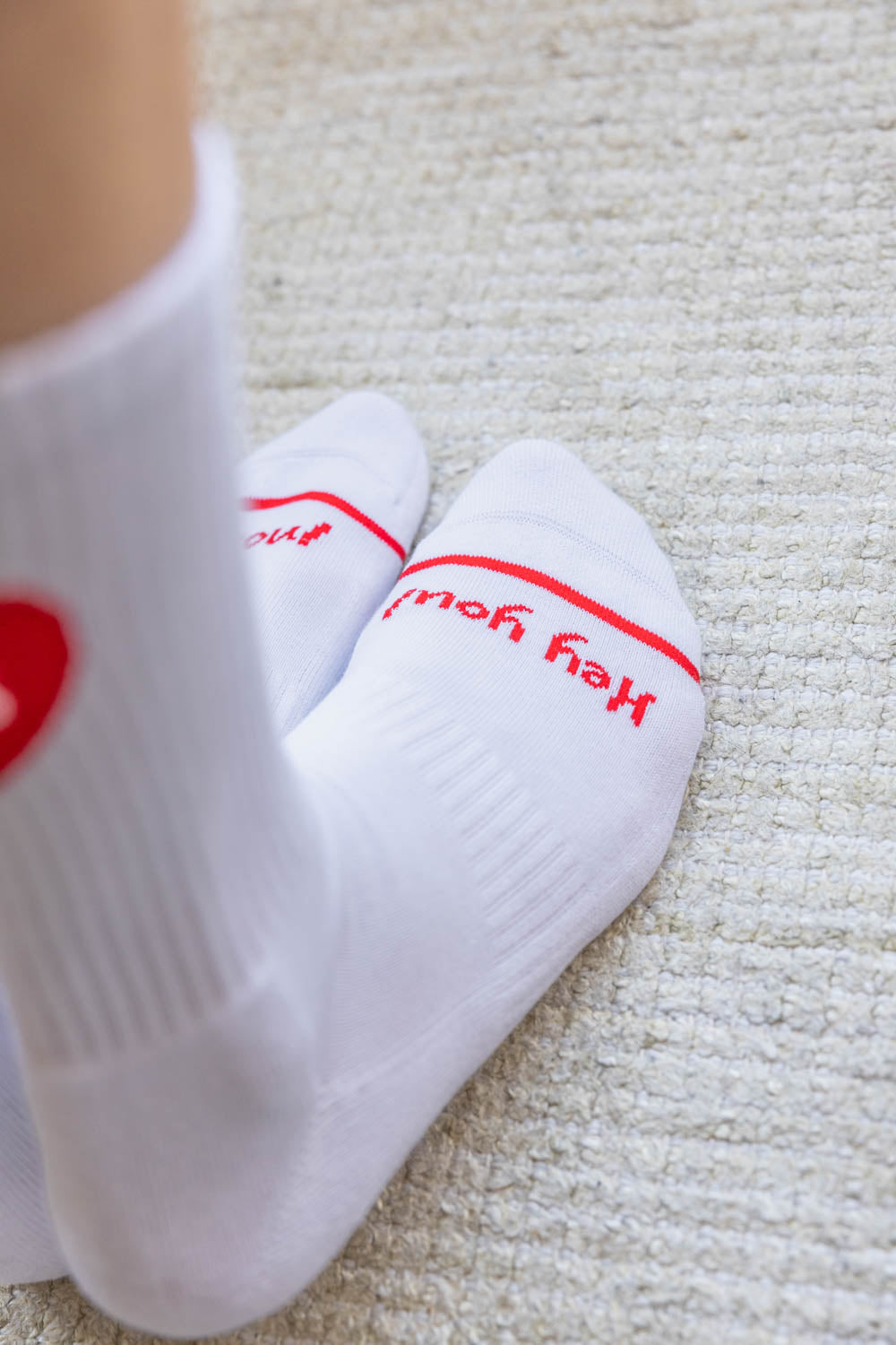 White cotton heart socks by Dirts
