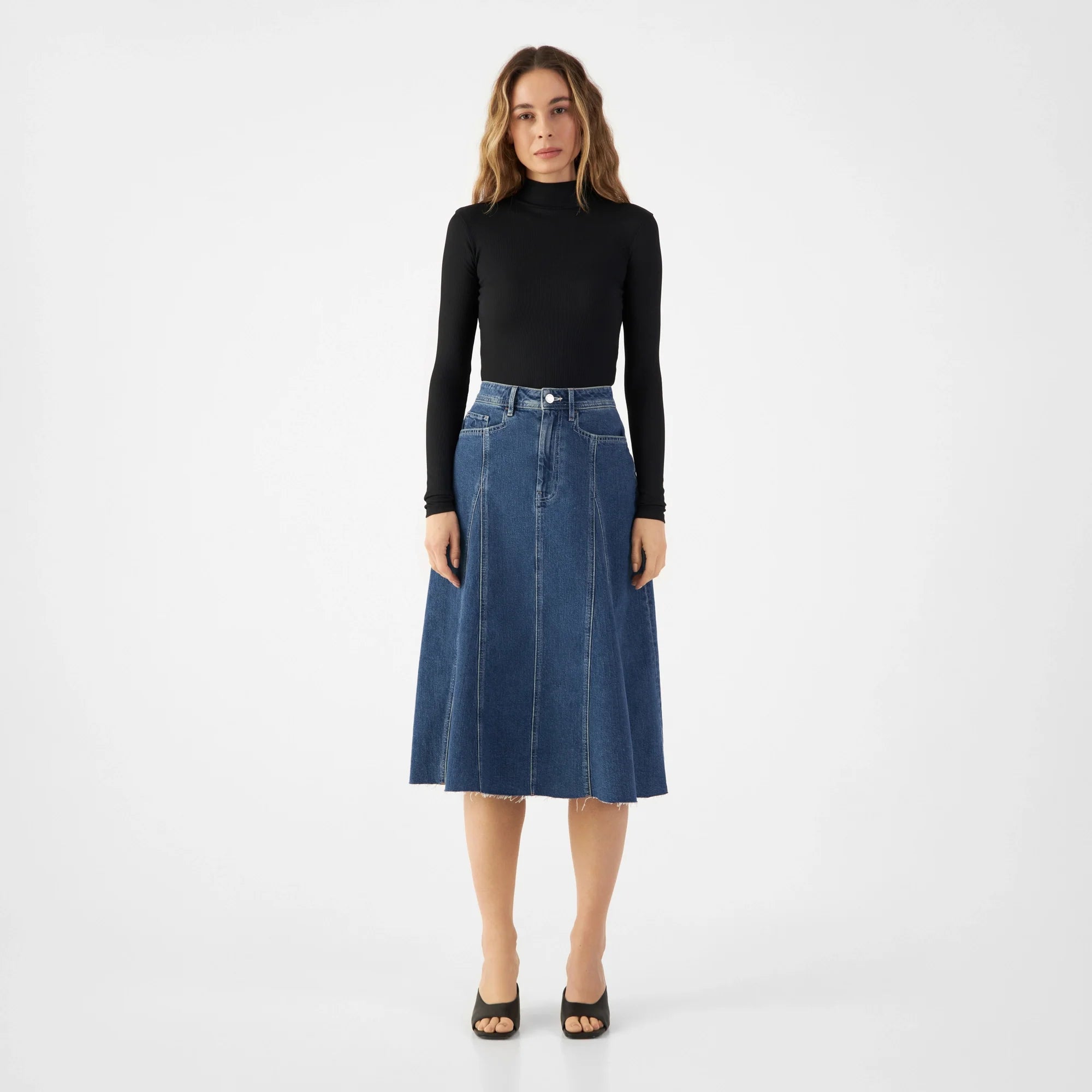 Blauer Midi-Rock Sol aus Bio-Baumwolle von Dawn Denim