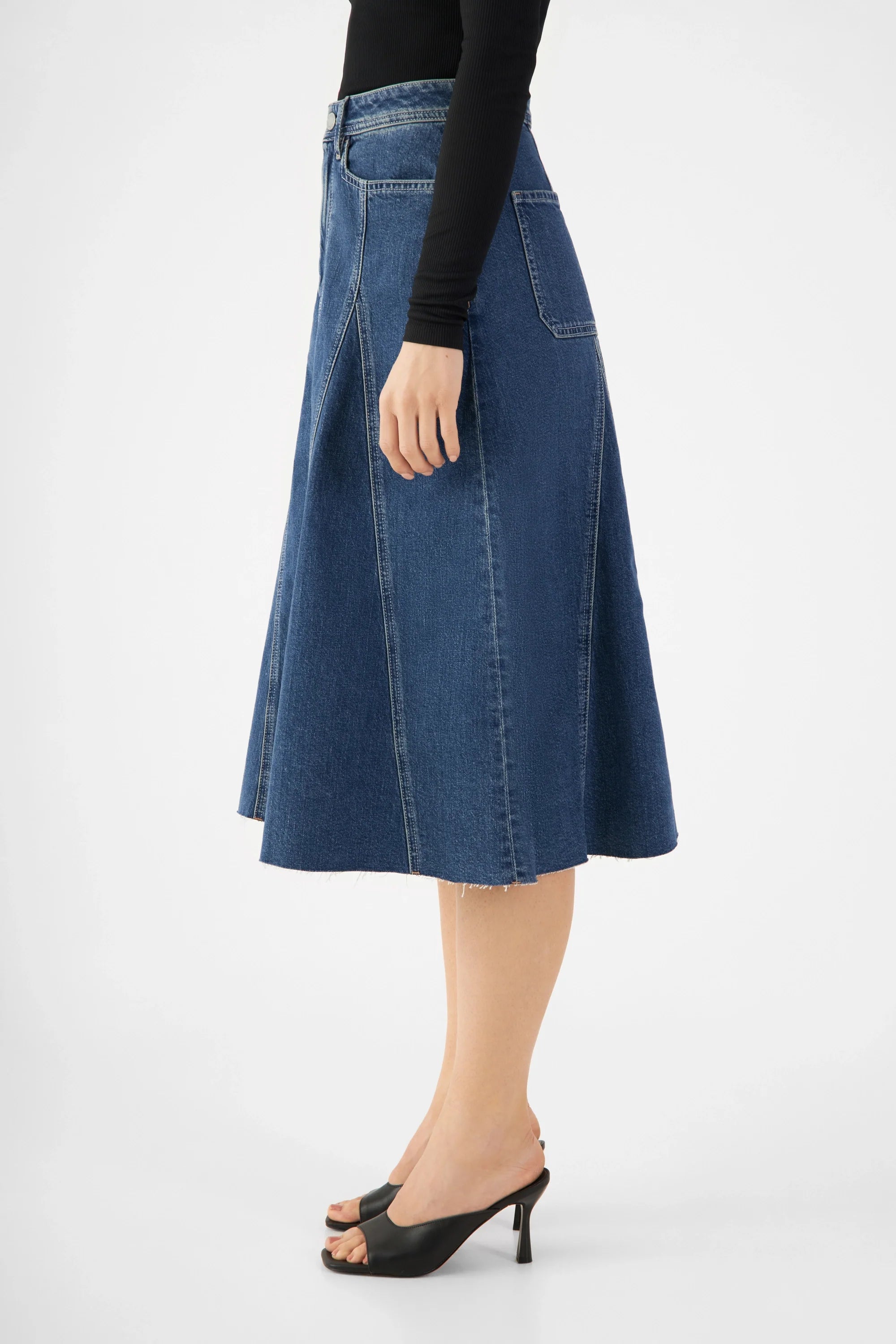 Blauer Midi-Rock Sol aus Bio-Baumwolle von Dawn Denim