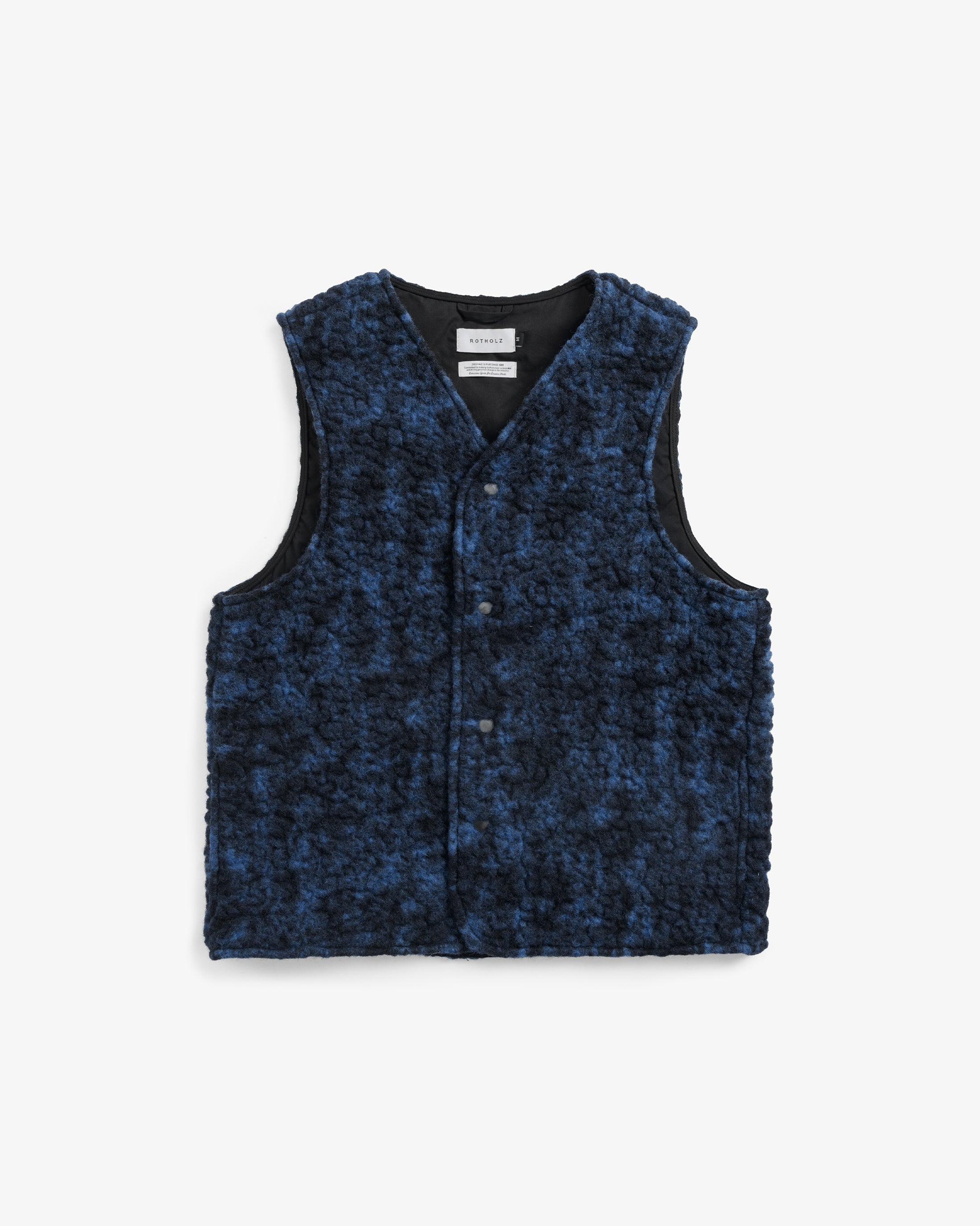 Blaue Weste Sherpa aus Bio-Wolle von Rotholz