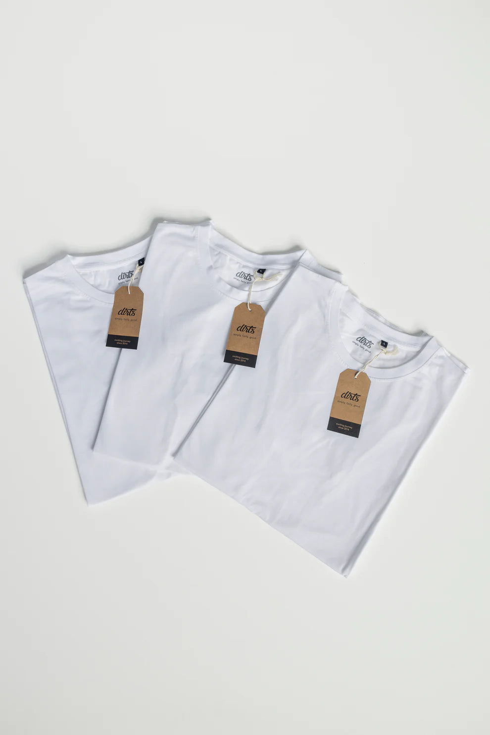 3er-Pack Premium Blank T-Shirt STANDARD in weiss aus Bio Baumwolle von DIRTS