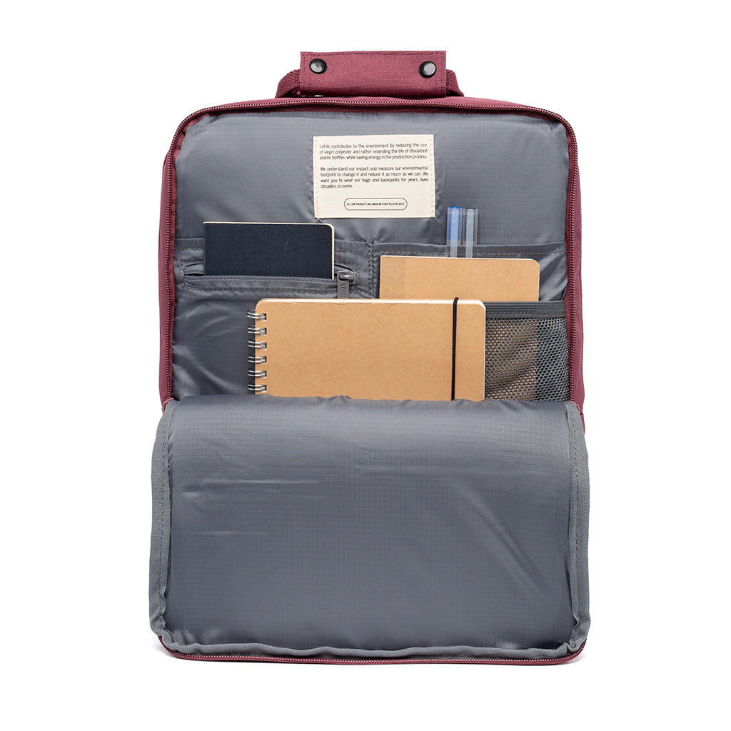 Red Smart Daily backpack made from recycled PET from Lefrik