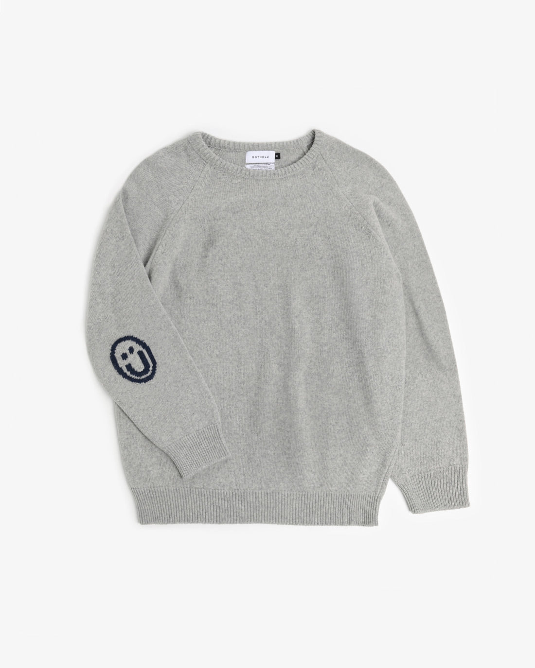 Hellgrauer Strickpullover Smiling recycelter Wolle von Rotholz