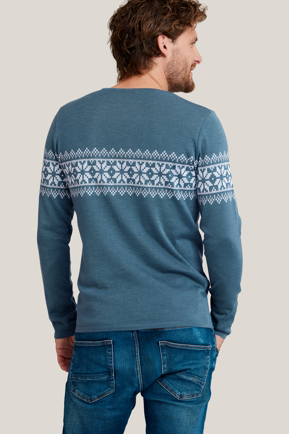 Pull gris-bleu Axel en Merino &amp; Tencel de Tidløs