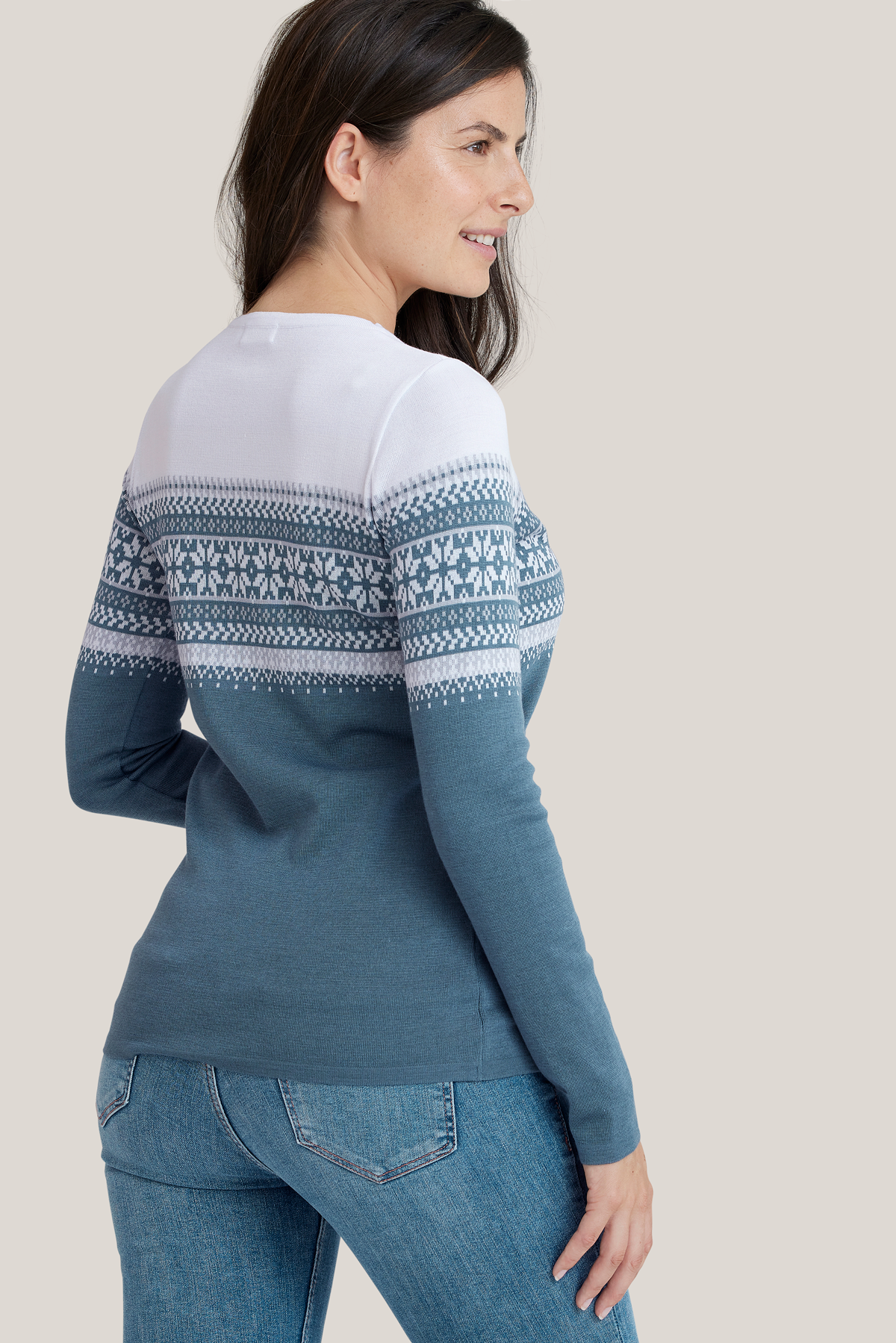 Pull Astrid gris-bleu en Merino &amp; Tencel de Tidløs
