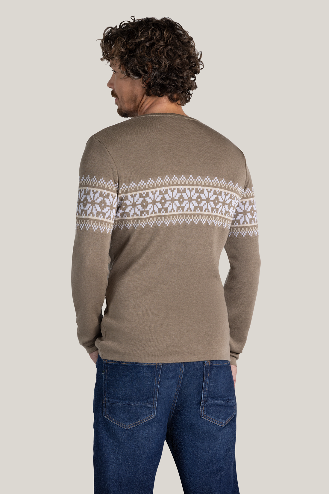 Pull Axel en beige en mérinos et Tencel de Tidløs