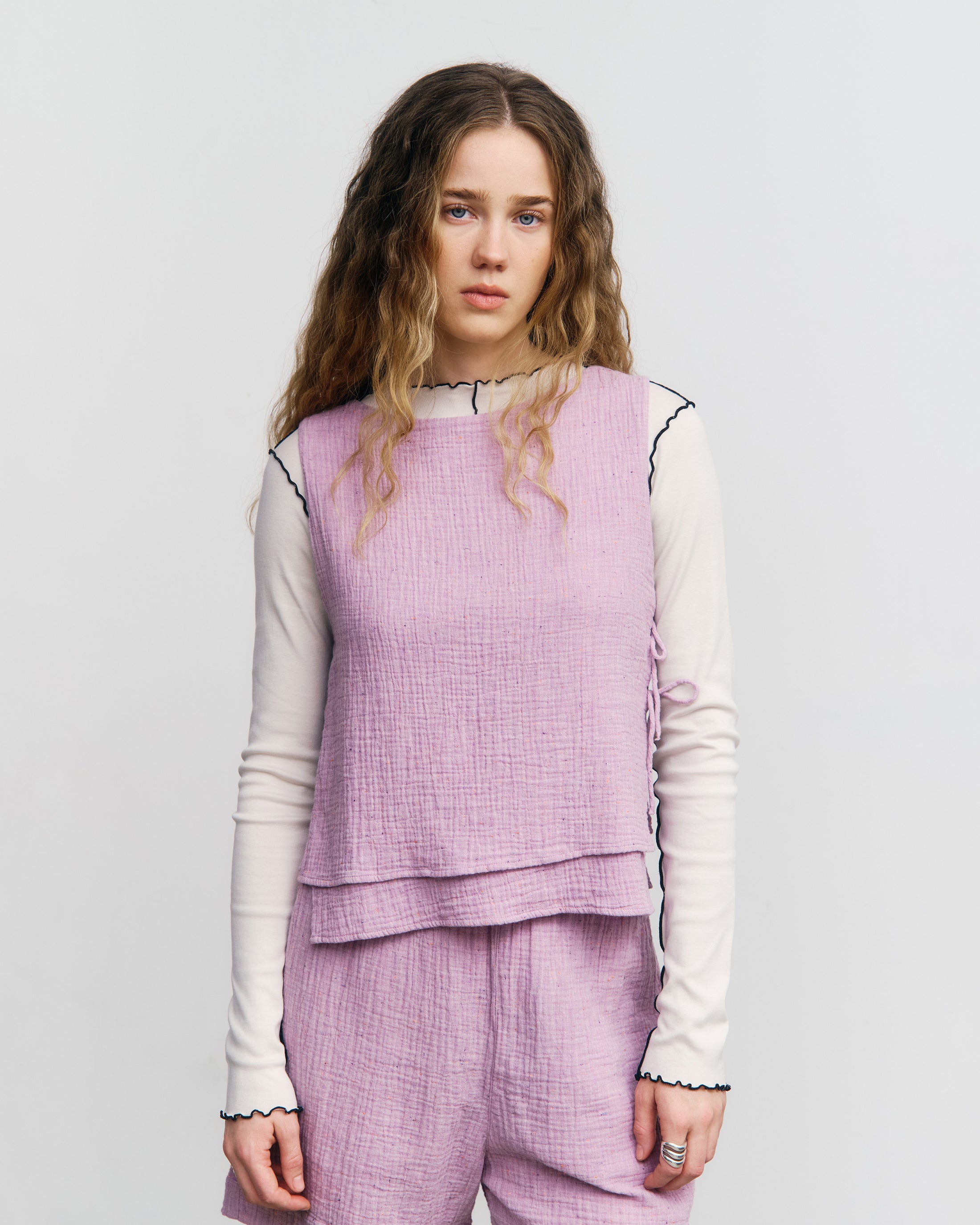 Pink wrap top made from organic cotton by Rotholz