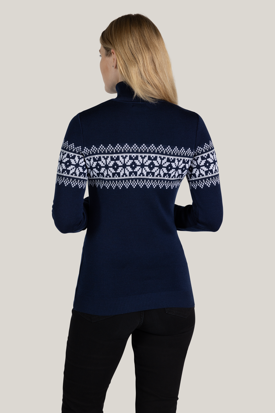 Rollkragenpullover Liv in blau aus Merino und Tencel von Tidløs