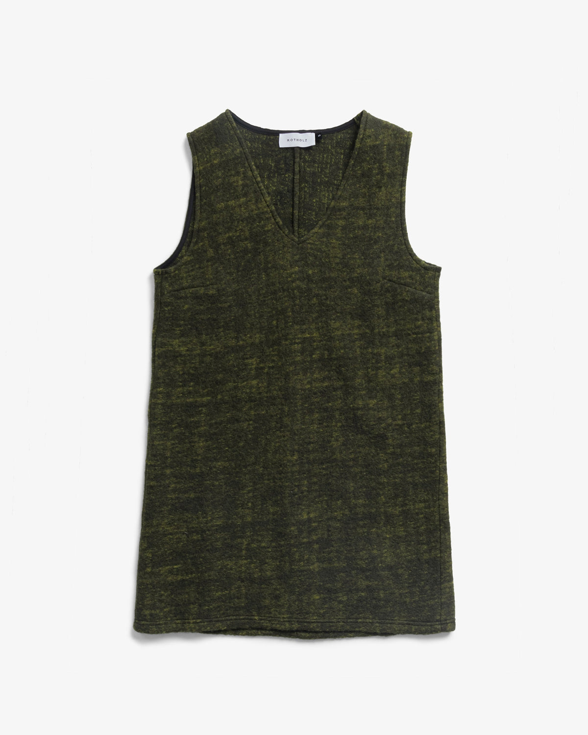 V-Neck Dress aus Bio Wolle und Bio Baumwolle in Speckled Green von Rotholz