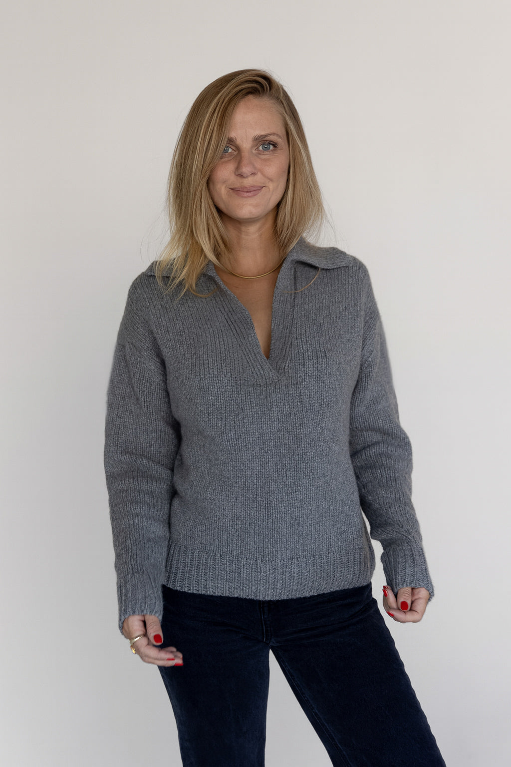 V-Neck Sweater Cashmere Grey von Pura Clothing