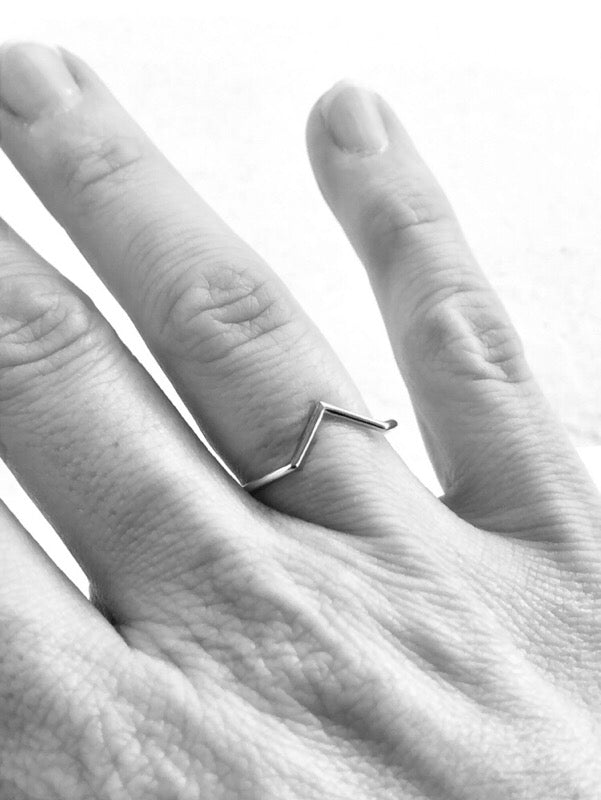 Ring V made of silver by V Design Lab