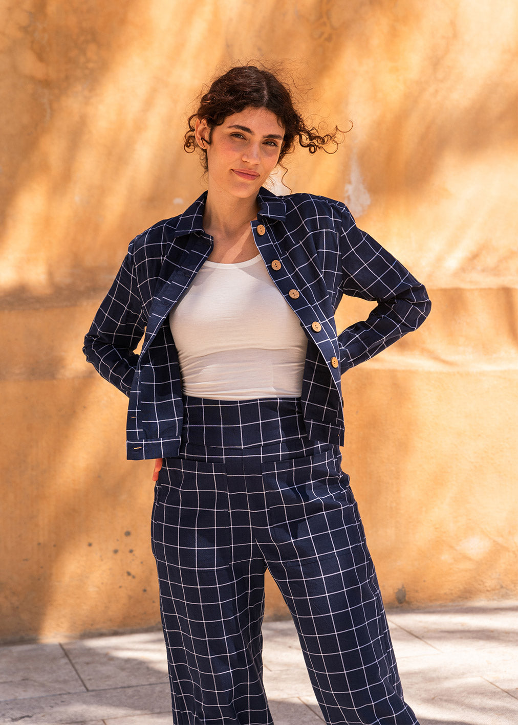 Komana Jacke Leigh Organic Cotton Blue Check