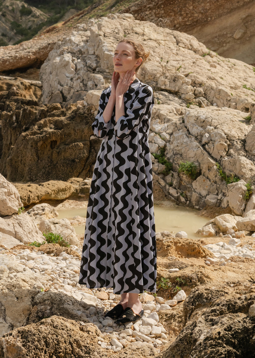 Kleid Cilla im Lavender Vibe Block Print von Komana