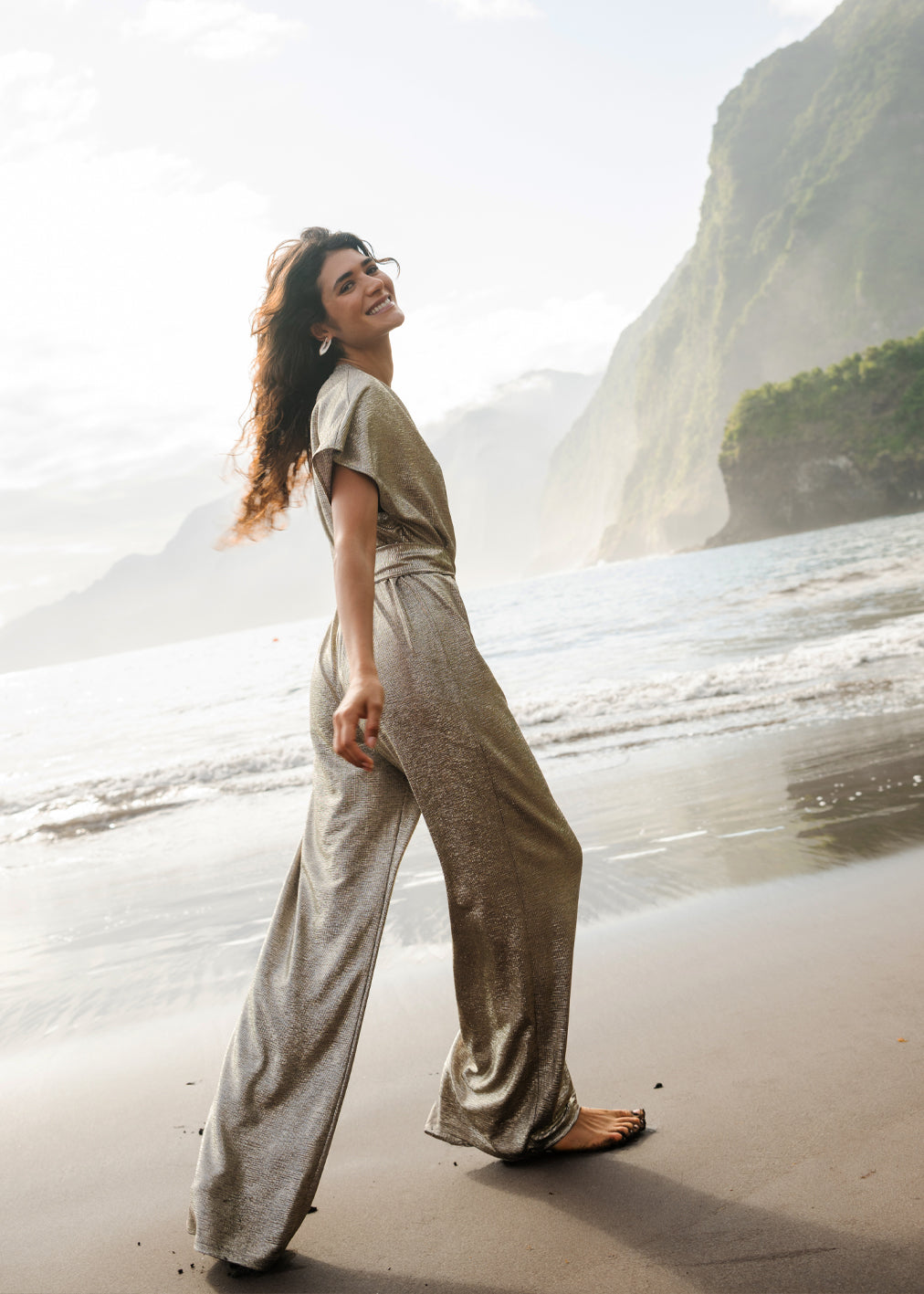 Glitzer Jumpsuit Fez Desert Disco aus recyceltem Polyster von Komana