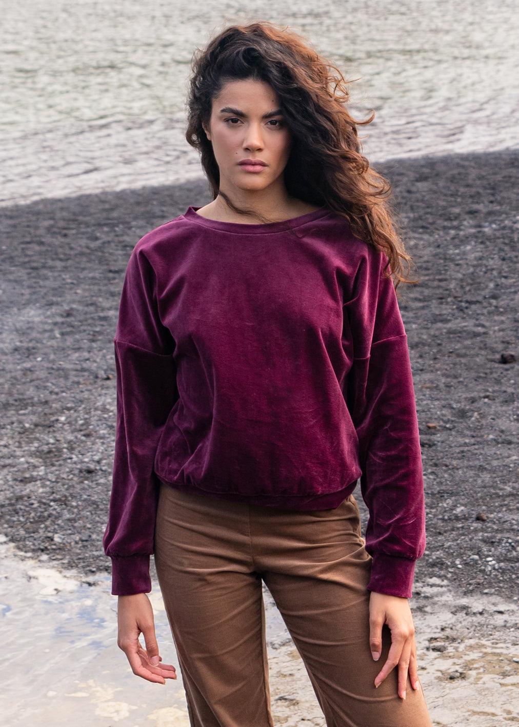 Sunday Jumper Moonlit Plum made from 100% organic cotton by Komana